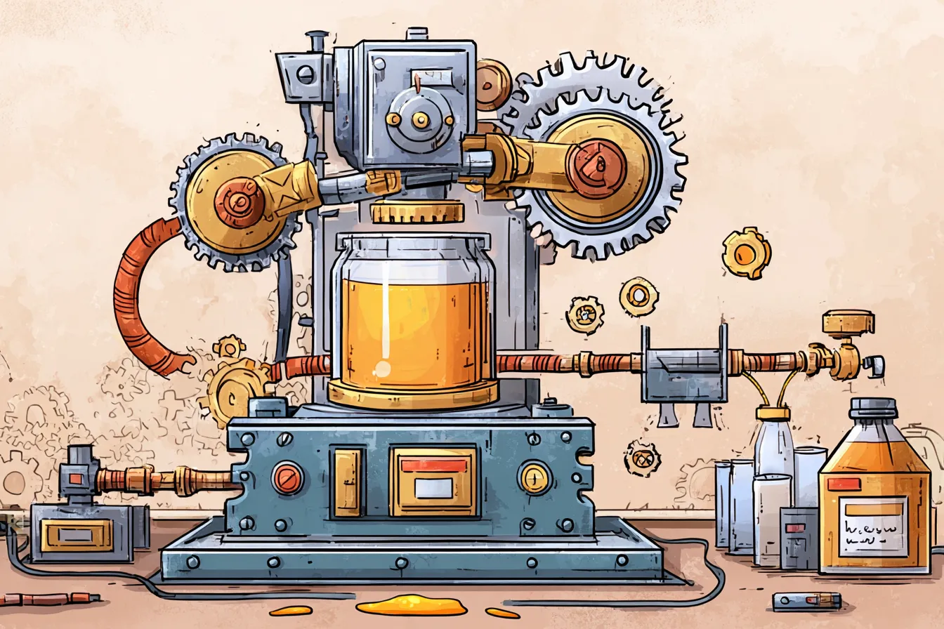 Illustration of a bespoke component being fitted precisely into a larger working machine.